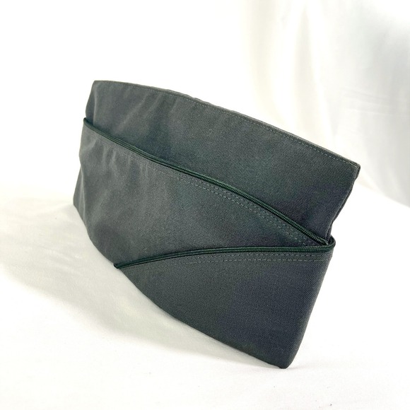 U.S. Army Other - VTG Army WWII Glider Hat Airborne Paratrooper Leather Sweatband Green Piping WW2